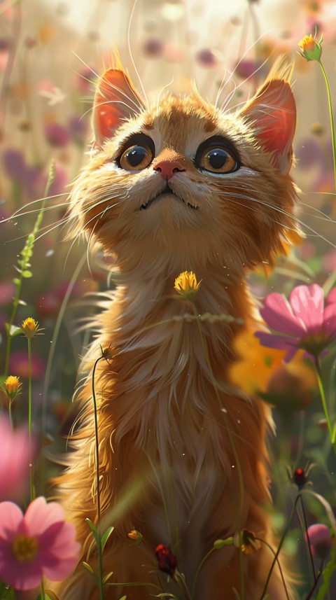Cute Cat With Flowers Kittens Kitty Outdoor Aesthetic  (66)