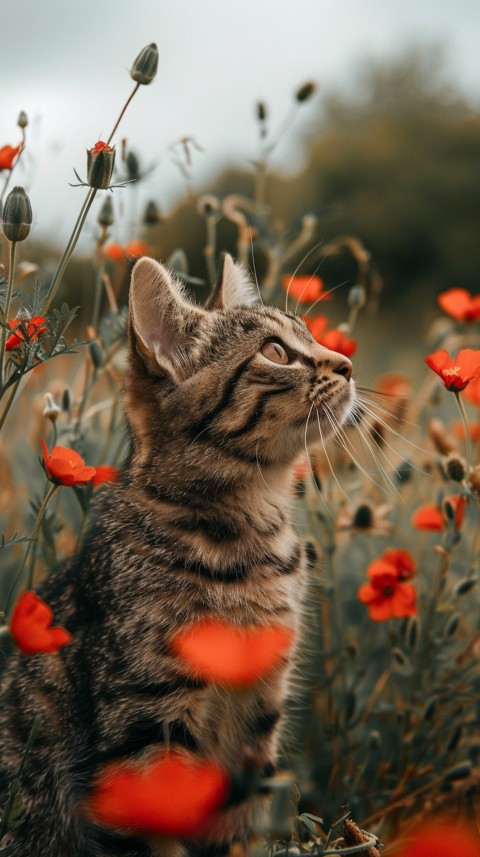 Cute Cat With Flowers Kittens Kitty Outdoor Aesthetic  (97)