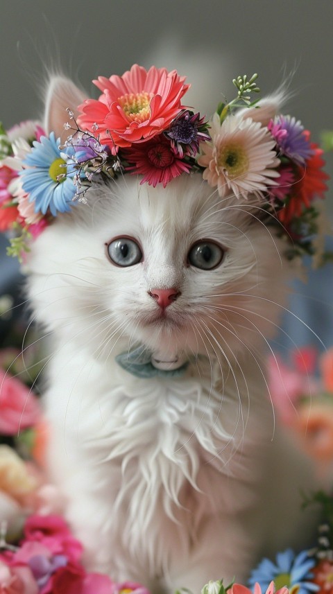 Cute Cat With Flowers Kittens Kitty Outdoor Aesthetic  (76)