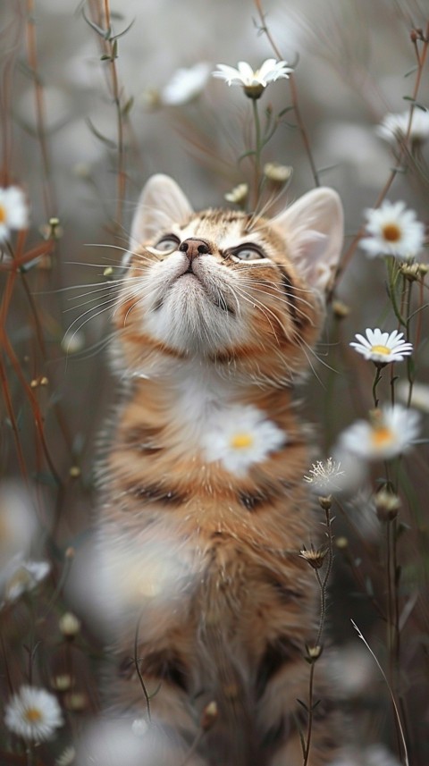 Cute Cat With Flowers Kittens Kitty Outdoor Aesthetic  (129)