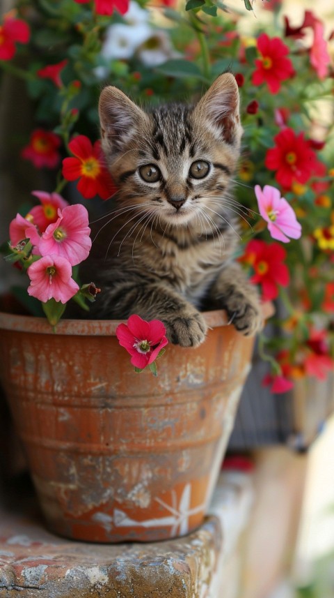 Cute Cat With Flowers Kittens Kitty Outdoor Aesthetic  (128)