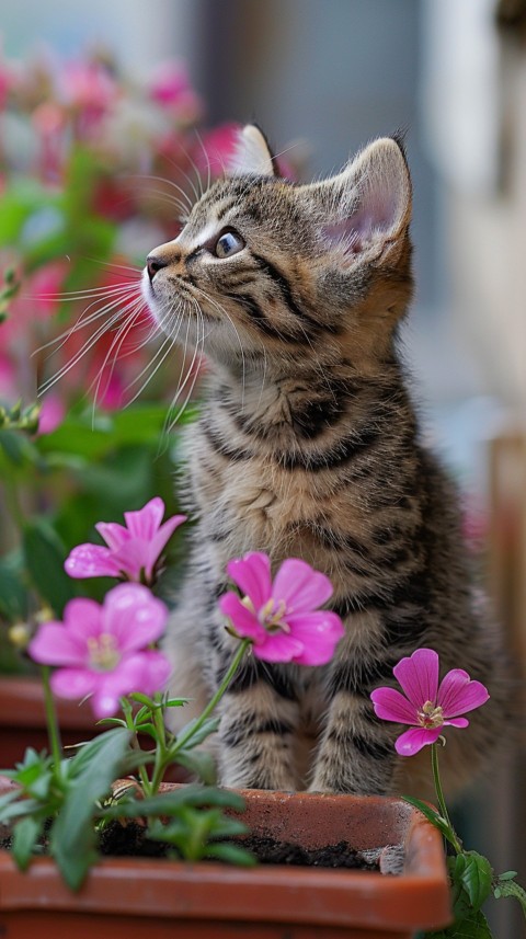 Cute Cat With Flowers Kittens Kitty Outdoor Aesthetic  (144)