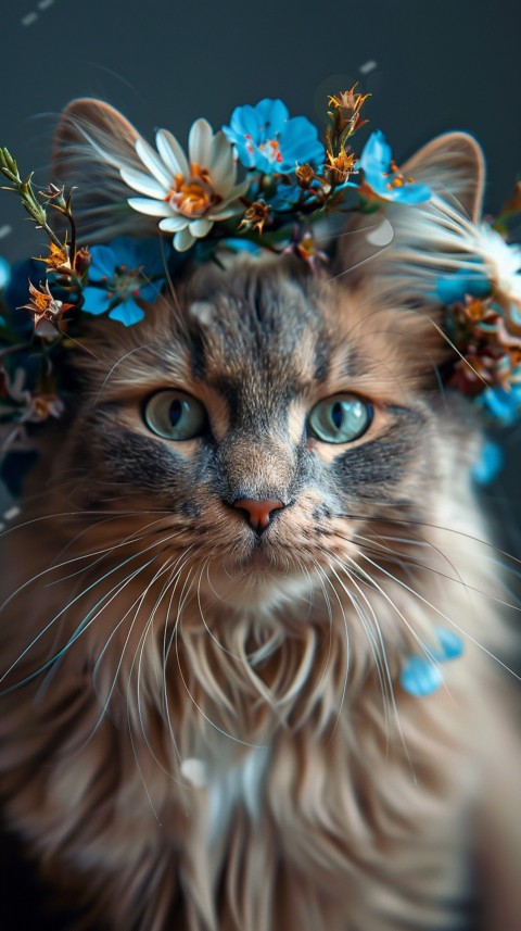 Cute Cat With Flowers Kittens Kitty Outdoor Aesthetic  (143)