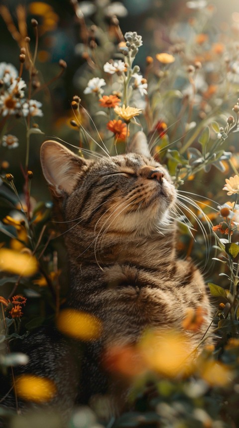 Cute Cat With Flowers Kittens Kitty Outdoor Aesthetic  (150)