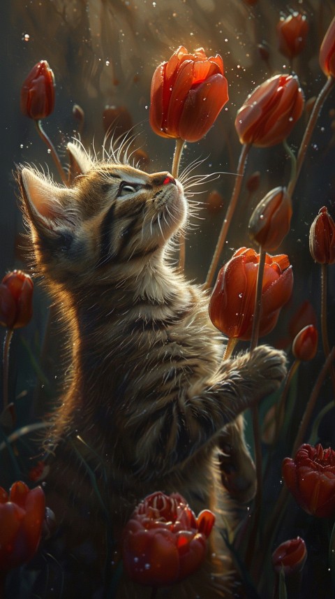Cute Cat With Flowers Kittens Kitty Outdoor Aesthetic  (107)