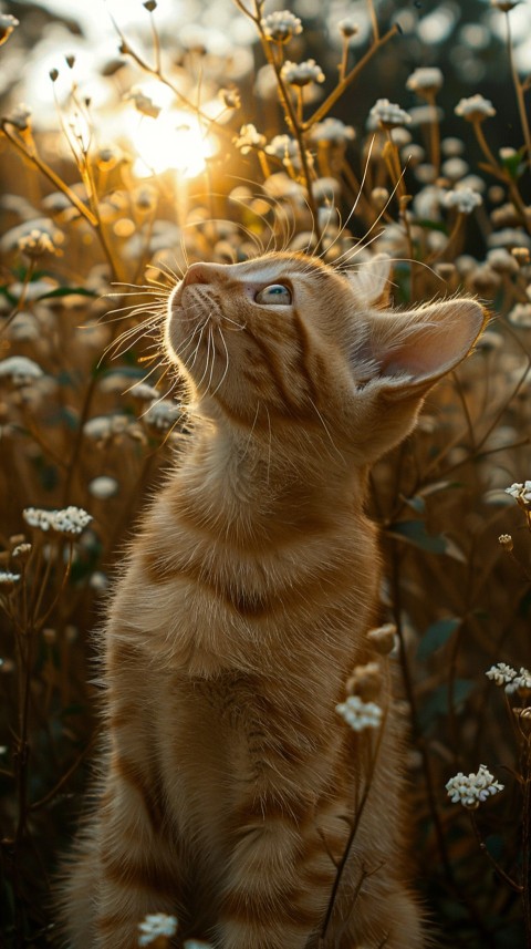 Cute Cat With Flowers Kittens Kitty Outdoor Aesthetic  (149)
