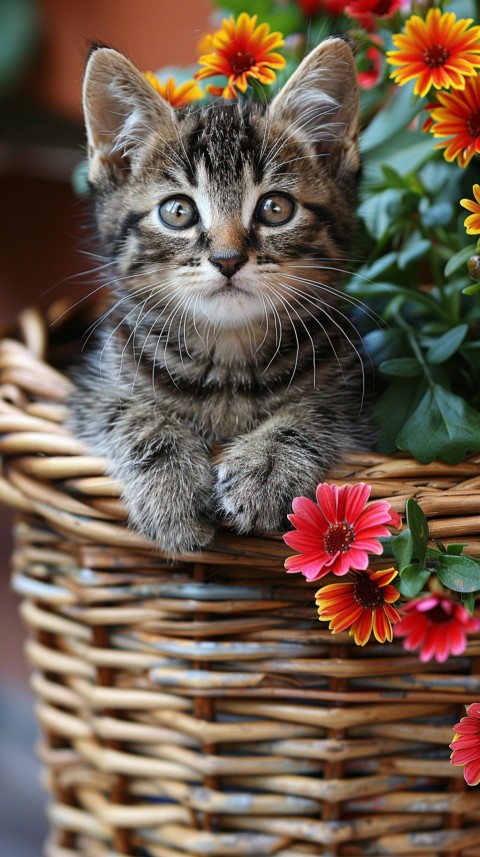 Cute Cat With Flowers Kittens Kitty Outdoor Aesthetic  (126)