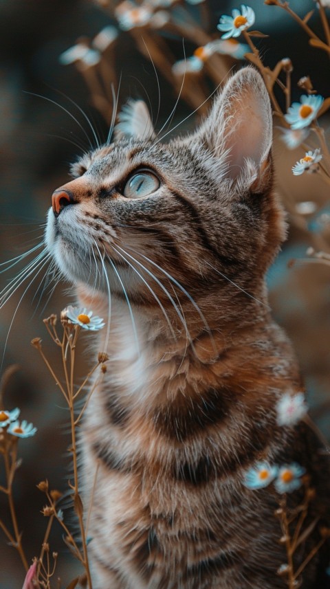 Cute Cat With Flowers Kittens Kitty Outdoor Aesthetic  (147)