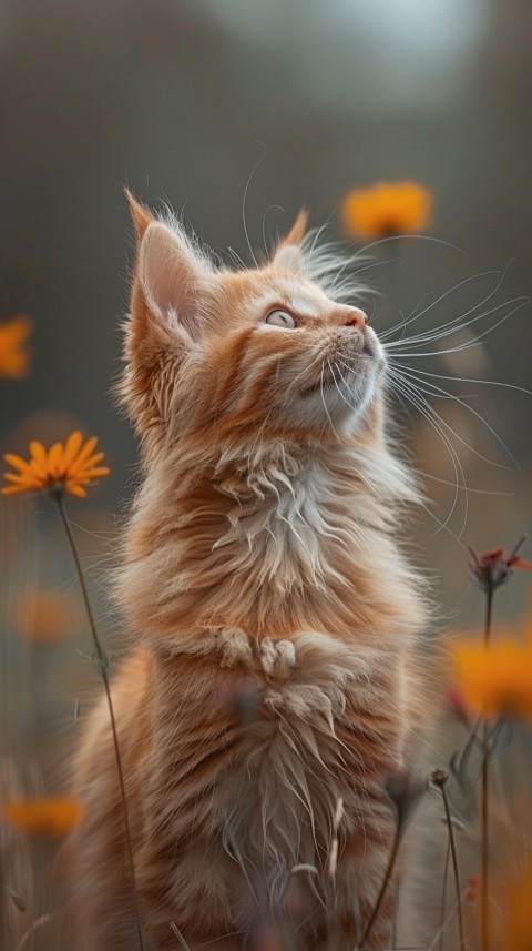 Cute Cat With Flowers Kittens Kitty Outdoor Aesthetic  (161)