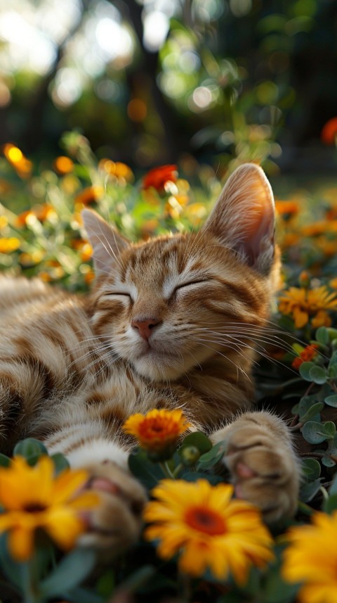 Cute Cat With Flowers Kittens Kitty Outdoor Aesthetic  (156)