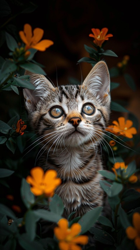 Cute Cat With Flowers Kittens Kitty Outdoor Aesthetic  (166)