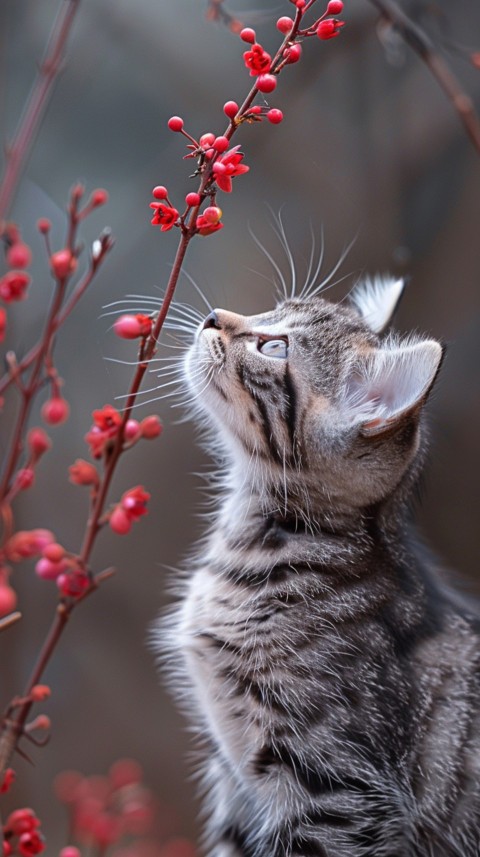 Cute Cat With Flowers Kittens Kitty Outdoor Aesthetic  (195)
