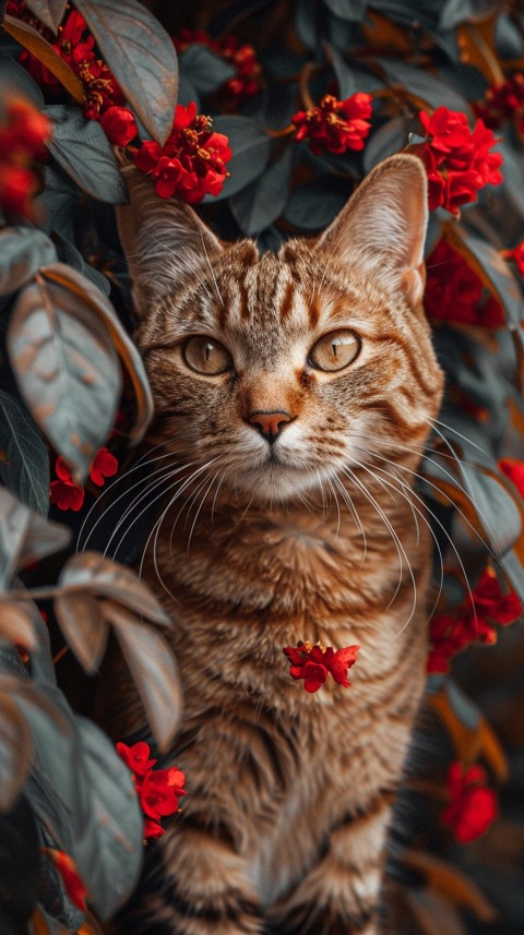 Cute Cat With Flowers Kittens Kitty Outdoor Aesthetic  (176)
