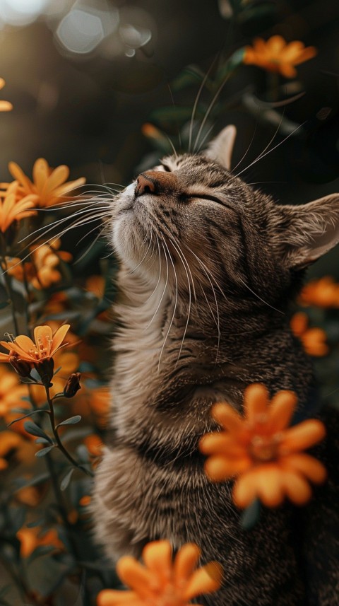 Cute Cat With Flowers Kittens Kitty Outdoor Aesthetic  (174)