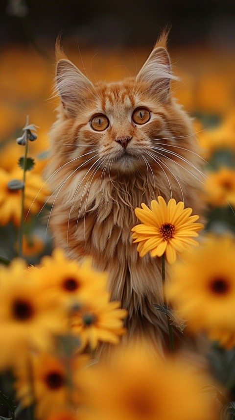 Cute Cat With Flowers Kittens Kitty Outdoor Aesthetic  (185)