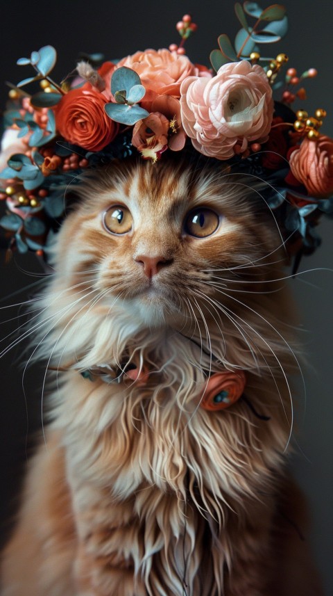 Cute Cat With Flowers Kittens Kitty Outdoor Aesthetic  (189)