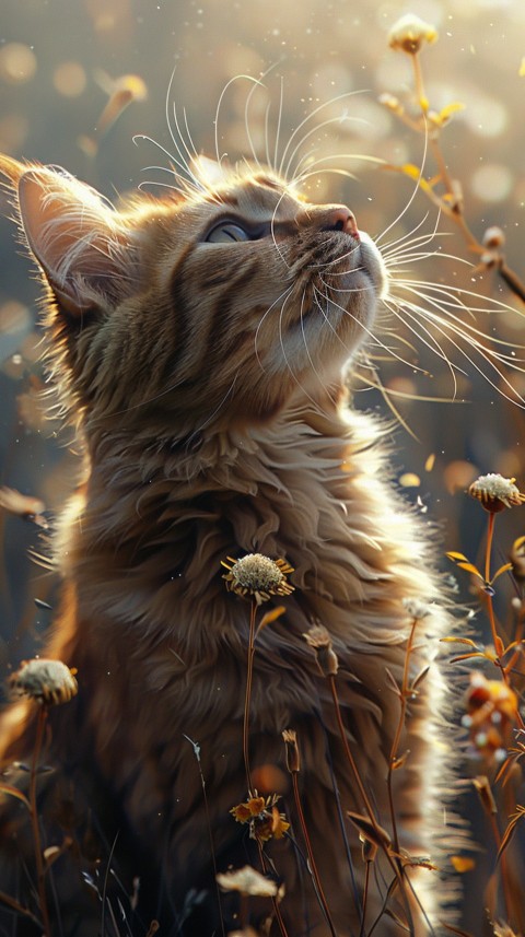 Cute Cat With Flowers Kittens Kitty Outdoor Aesthetic  (167)
