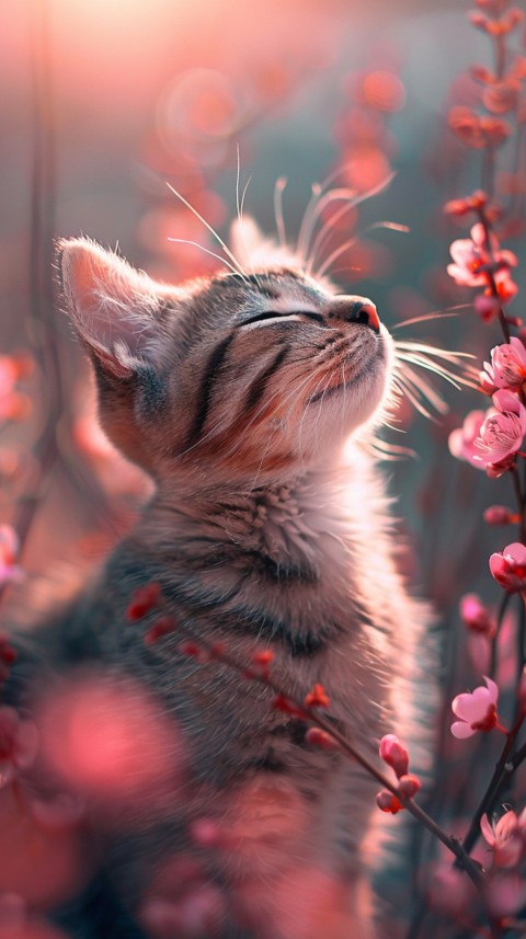 Cute Cat With Flowers Kittens Kitty Outdoor Aesthetic  (222)