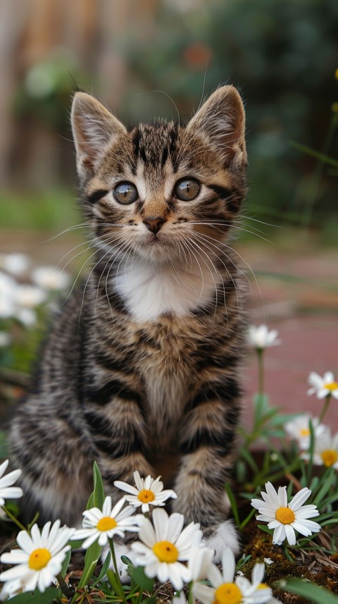 Cute Cat With Flowers Kittens Kitty Outdoor Aesthetic  (249)
