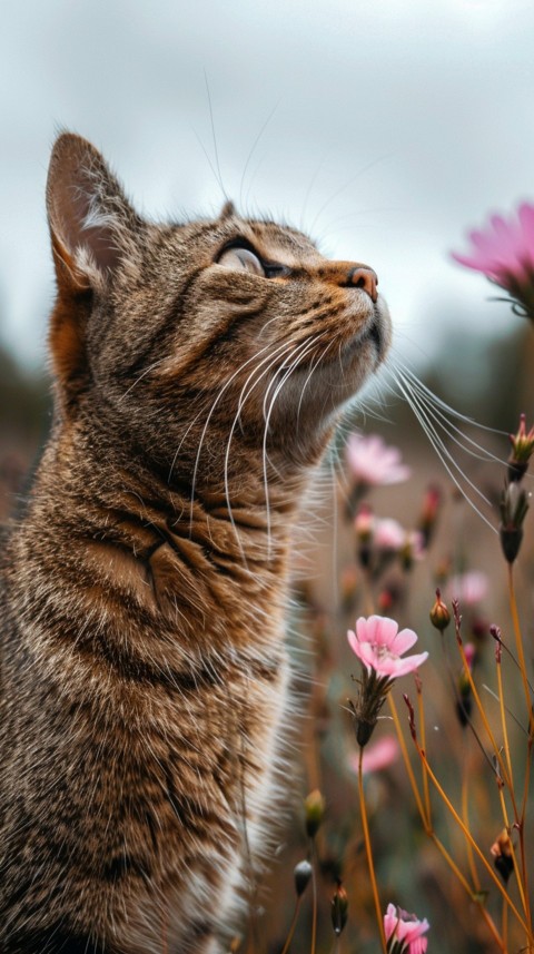 Cute Cat With Flowers Kittens Kitty Outdoor Aesthetic  (202)