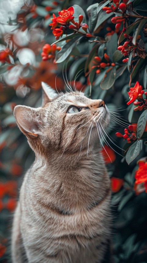 Cute Cat With Flowers Kittens Kitty Outdoor Aesthetic  (208)