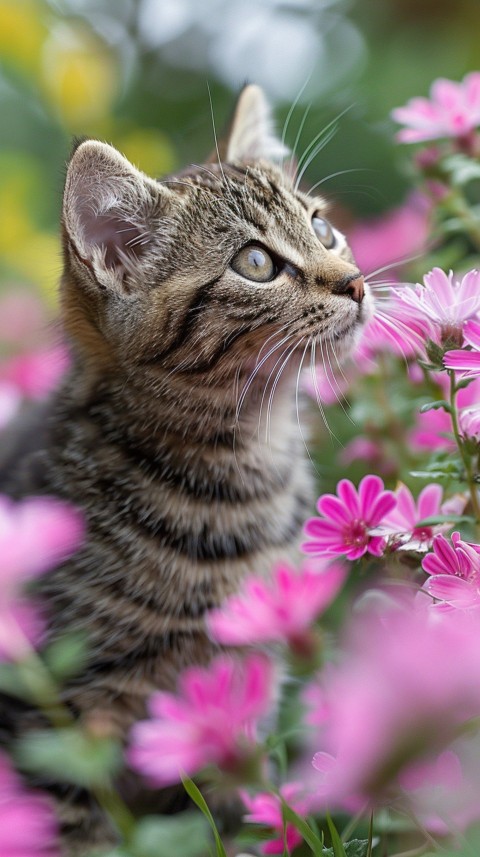 Cute Cat With Flowers Kittens Kitty Outdoor Aesthetic  (226)