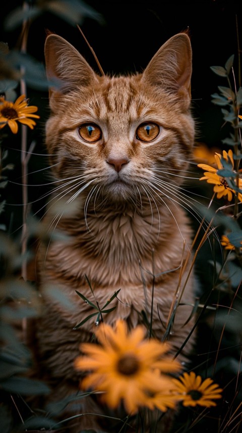 Cute Cat With Flowers Kittens Kitty Outdoor Aesthetic  (251)