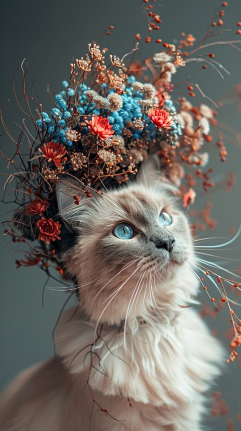 Cute Cat With Flowers Kittens Kitty Outdoor Aesthetic  (270)