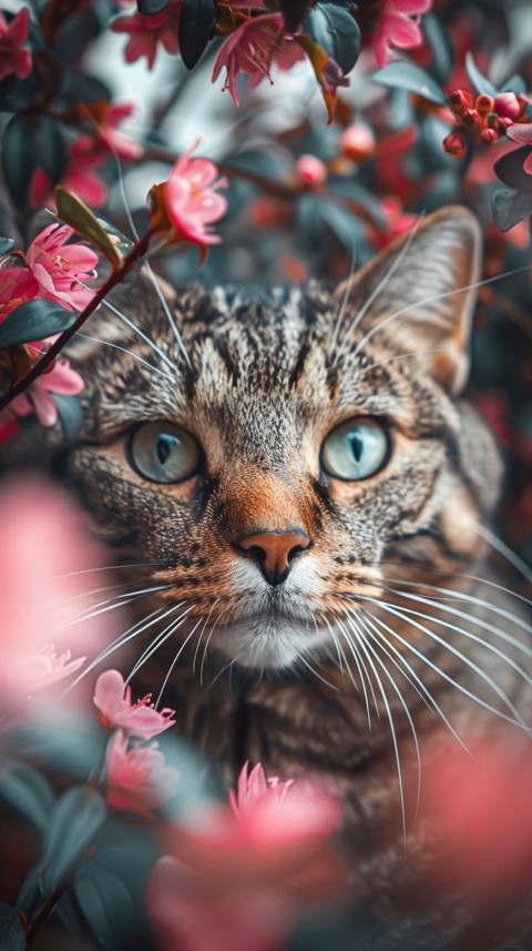 Cute Cat With Flowers Kittens Kitty Outdoor Aesthetic  (286)