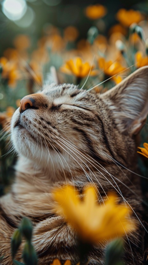Cute Cat With Flowers Kittens Kitty Outdoor Aesthetic  (299)