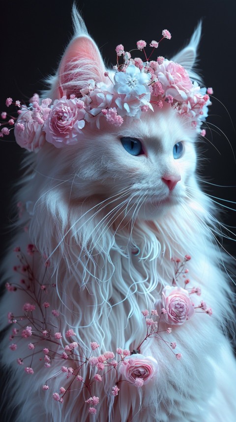 Cute Cat With Flowers Kittens Kitty Outdoor Aesthetic  (277)