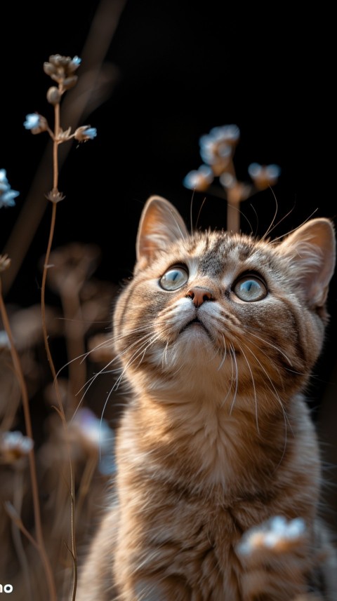 Cute Cat With Flowers Kittens Kitty Outdoor Aesthetic  (341)