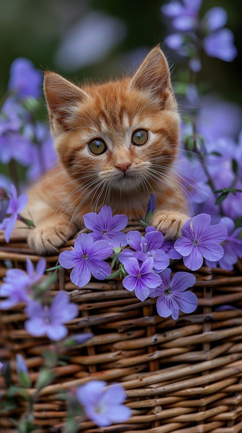 Cute Cat With Flowers Kittens Kitty Outdoor Aesthetic  (303)