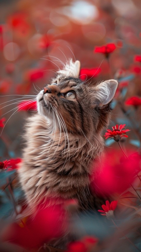 Cute Cat With Flowers Kittens Kitty Outdoor Aesthetic  (319)