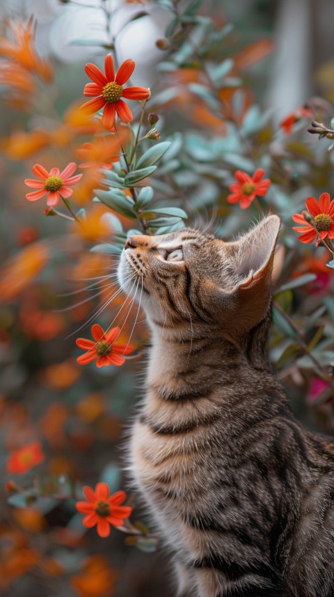 Cute Cat With Flowers Kittens Kitty Outdoor Aesthetic  (350)