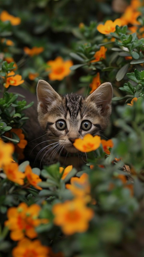 Cute Cat With Flowers Kittens Kitty Outdoor Aesthetic  (322)