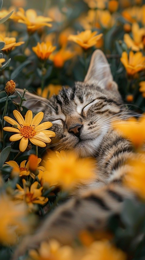 Cute Cat With Flowers Kittens Kitty Outdoor Aesthetic  (304)