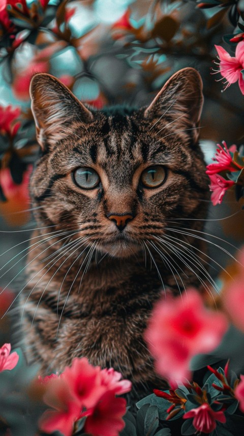 Cute Cat With Flowers Kittens Kitty Outdoor Aesthetic  (308)