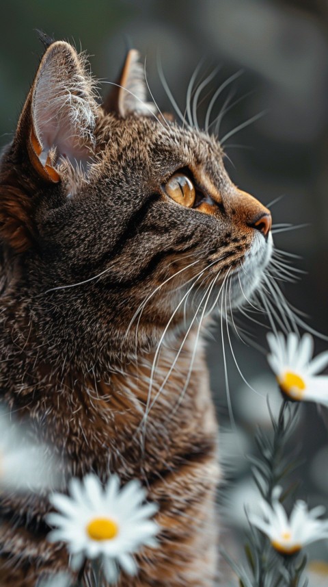 Cute Cat With Flowers Kittens Kitty Outdoor Aesthetic  (311)