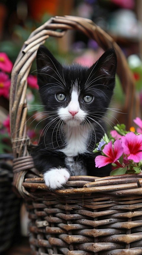Cute Cat With Flowers Kittens Kitty Outdoor Aesthetic  (349)