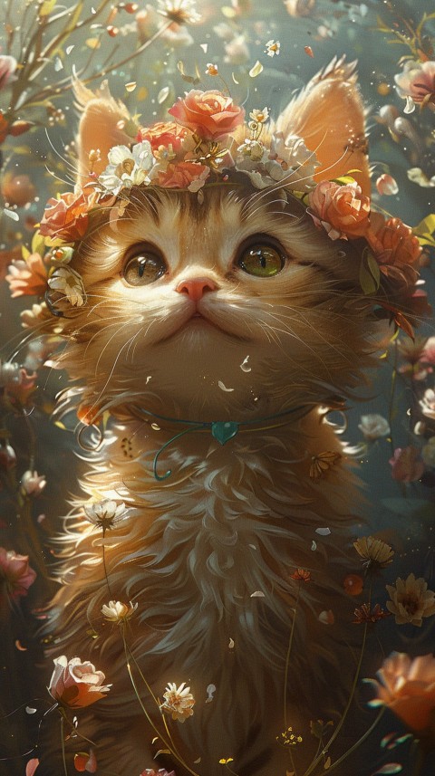 Cute Cat With Flowers Kittens Kitty Outdoor Aesthetic  (344)