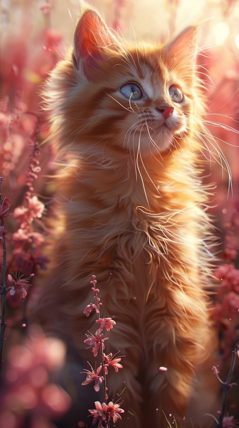 Cute Cat With Flowers Kittens Kitty Outdoor Aesthetic  (347)