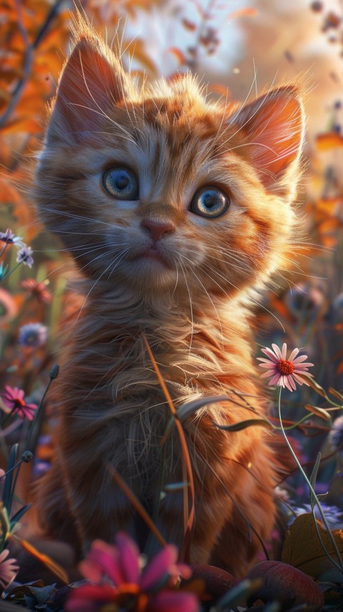 Cute Cat With Flowers Kittens Kitty Outdoor Aesthetic  (332)