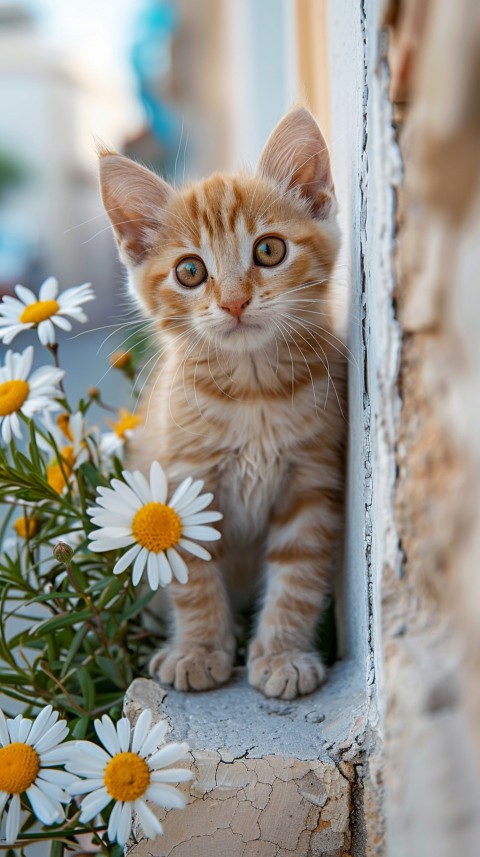 Cute Cat With Flowers Kittens Kitty Outdoor Aesthetic  (400)
