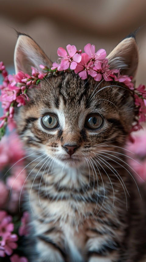 Cute Cat With Flowers Kittens Kitty Outdoor Aesthetic  (385)