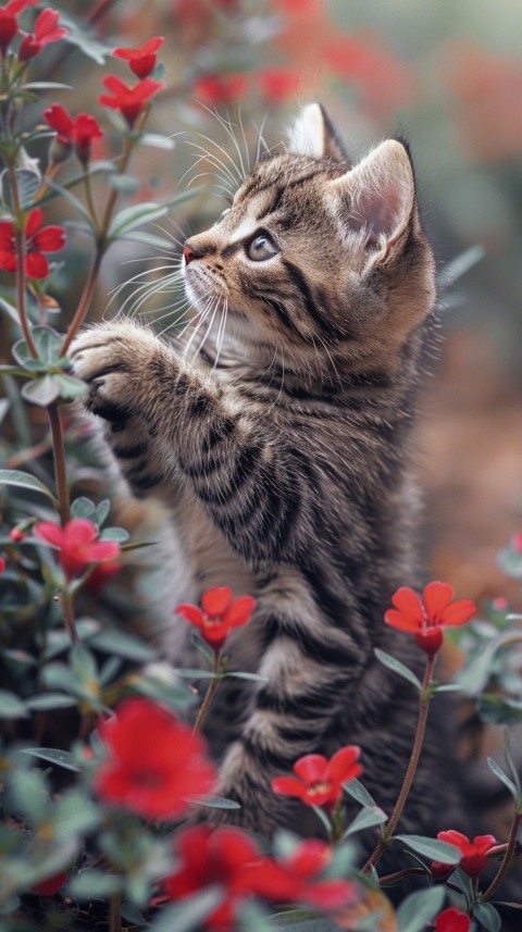 Cute Cat With Flowers Kittens Kitty Outdoor Aesthetic  (387)