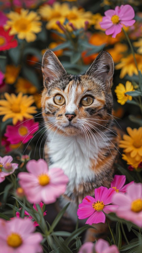 Cute Cat With Flowers Kittens Kitty Outdoor Aesthetic  (369)