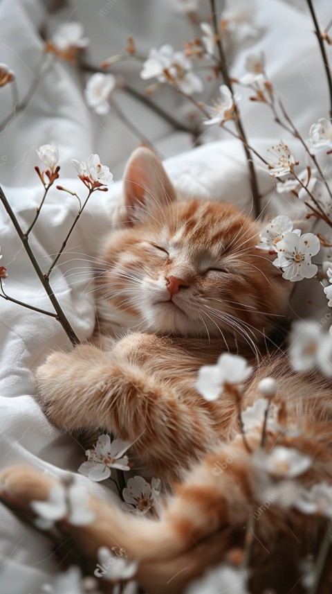 Cute Cat With Flowers Kittens Kitty Outdoor Aesthetic  (381)