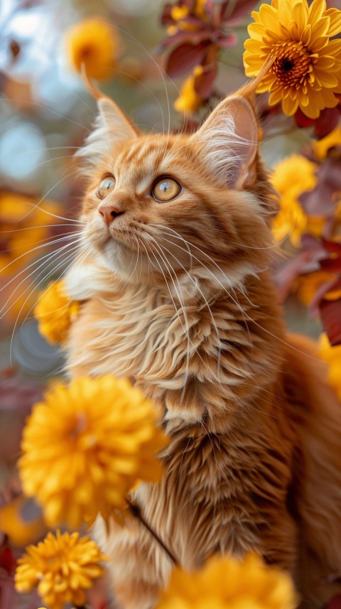 Cute Cat With Flowers Kittens Kitty Outdoor Aesthetic  (358)