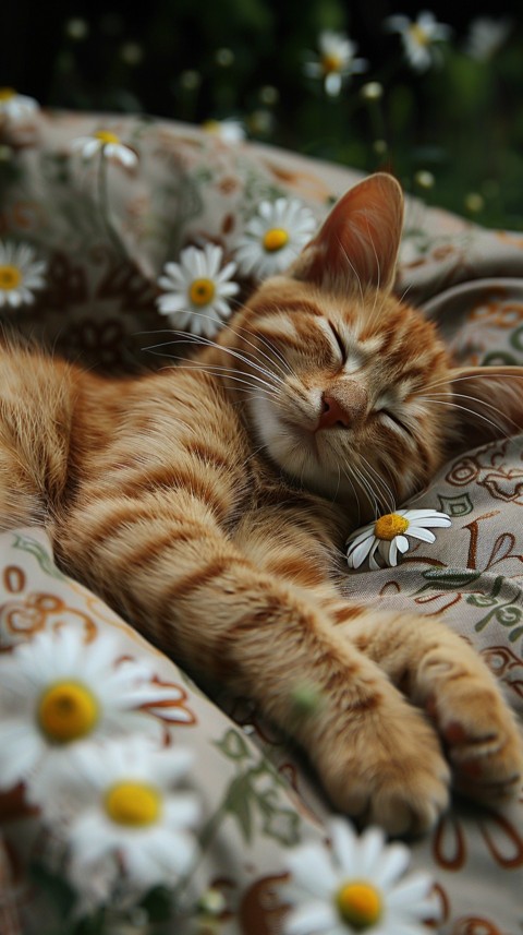 Cute Cat With Flowers Kittens Kitty Outdoor Aesthetic  (397)